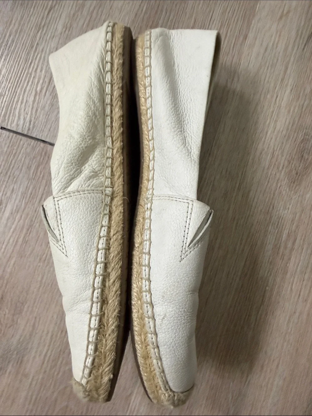 Michael Kors Cream Leather Espadrille Flats with Gold MK Accent